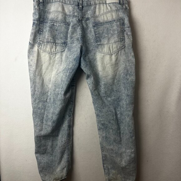 Southpole Men's 44x33‎ Moto Hip Hop Stretch Denim Acid Wash Distressed Jeans - Picture 4 of 5